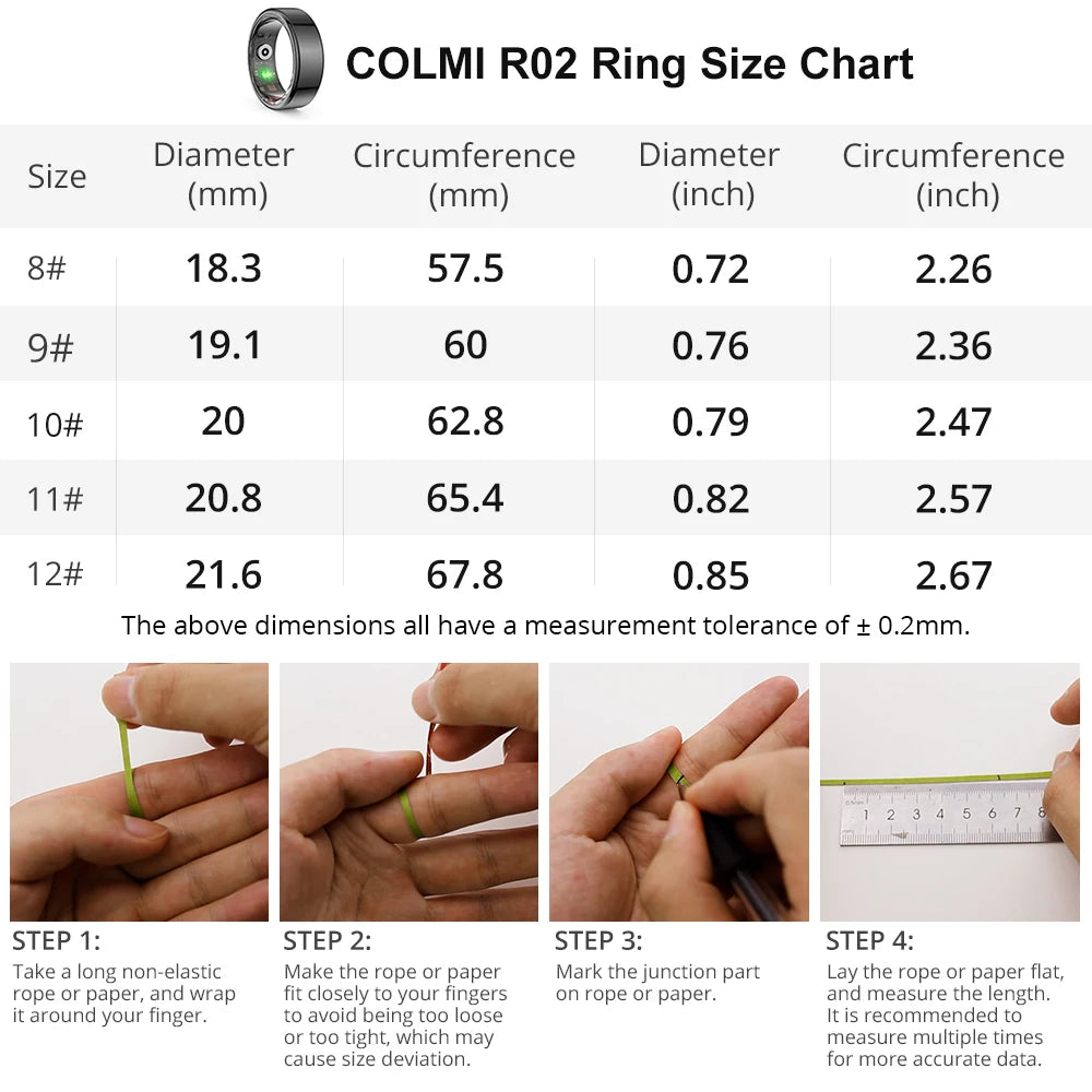 [2024 ] COLMI R02 Smart Ring Military Grade Titanium Steel Shell